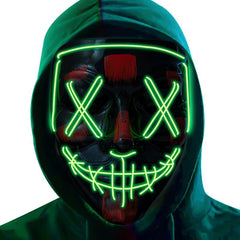 Scary Halloween Cosplay Mask w/ Purple Light-Up