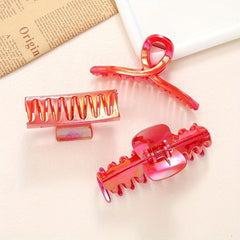 3PCS Red AB Hair Claw Clips Princess Style Hair Accessories Women Girls