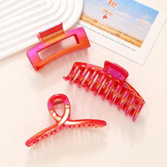 3PCS Red AB Hair Claw Clips Princess Style Hair Accessories Women Girls