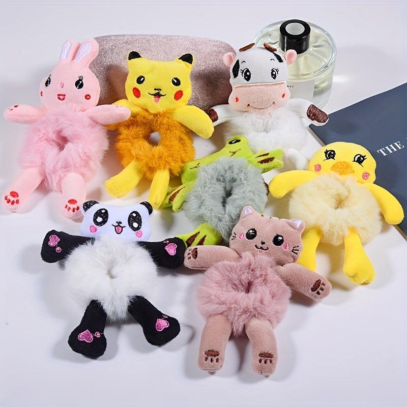 Plush Animal Hair Tie Hair Bands Ponytail Holders for Party