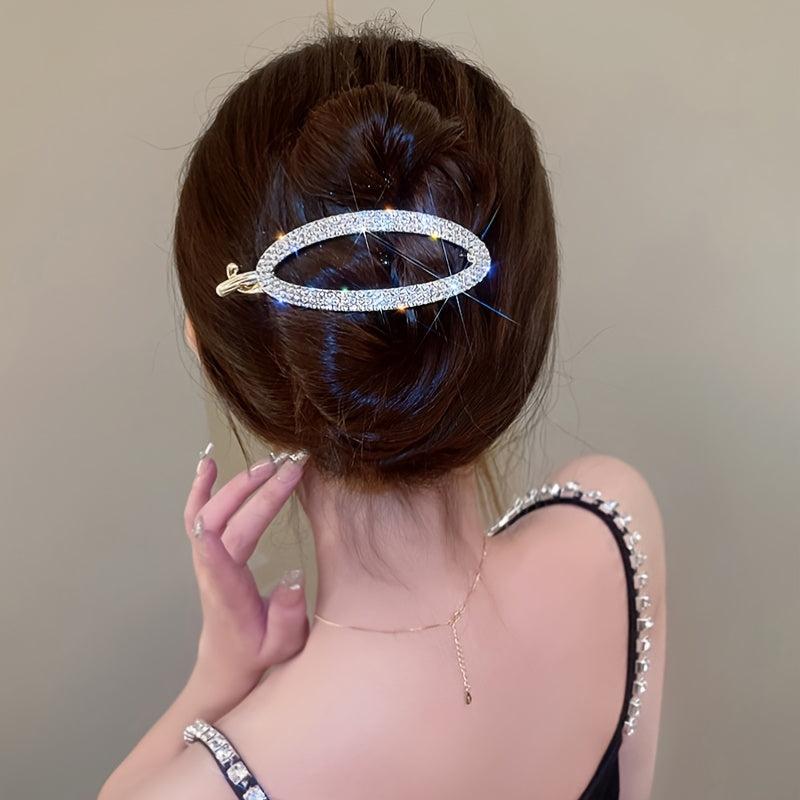Oval Rhinestone Hair Clips Bridal Hair Accessories Women Girls