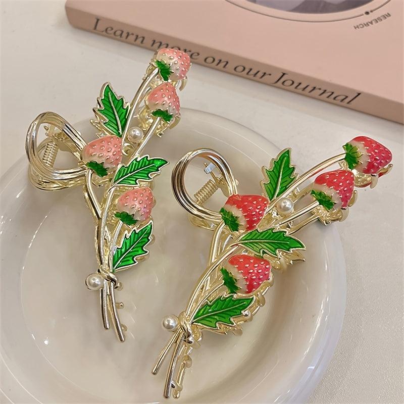 Girl's Strawberry Hair Claw Metal Hair Clip Ponytail Large Hair Claw