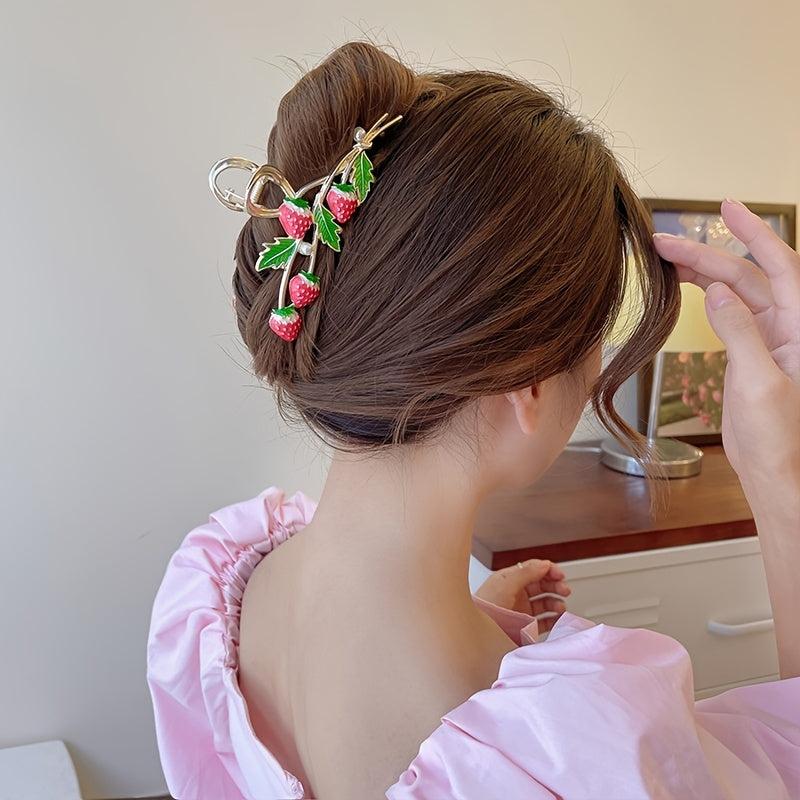 Girl's Strawberry Hair Claw Metal Hair Clip Ponytail Large Hair Claw