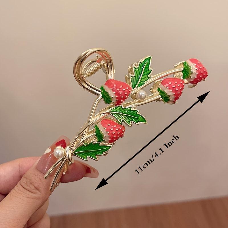 Girl's Strawberry Hair Claw Metal Hair Clip Ponytail Large Hair Claw