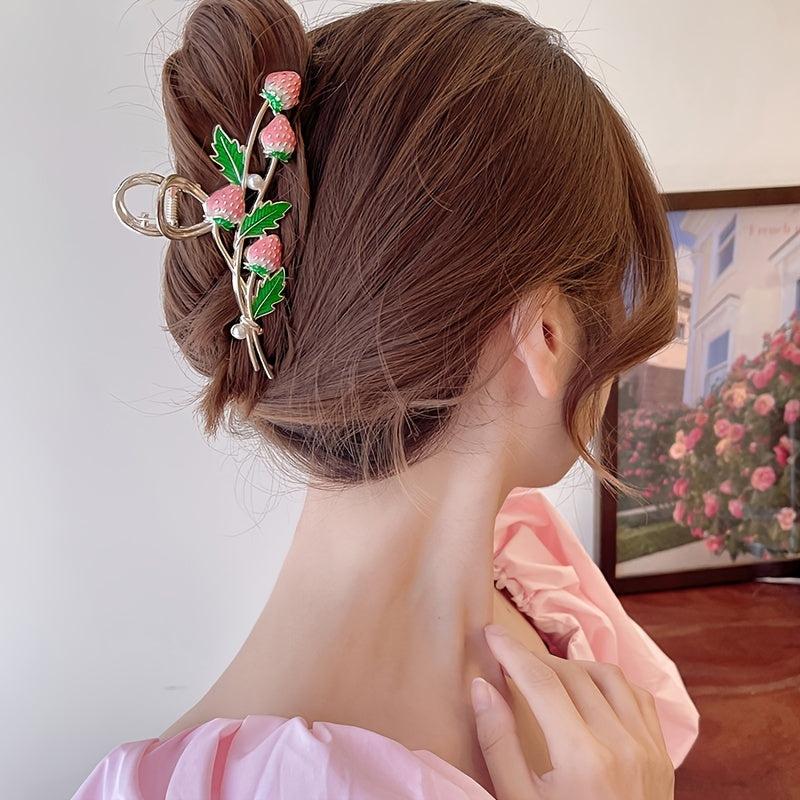 Girl's Strawberry Hair Claw Metal Hair Clip Ponytail Large Hair Claw