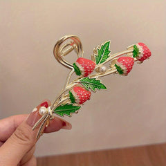 Girl's Strawberry Hair Claw Metal Hair Clip Ponytail Large Hair Claw