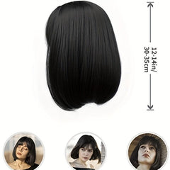 Short Women's Wig Straight Hair With Bangs Heat resistant Synthetic Fiber Wig