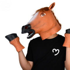 Latex Animal Horse Head Mask Set Dress Up Latex Horse Mask