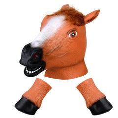 Latex Animal Horse Head Mask Set Dress Up Latex Horse Mask