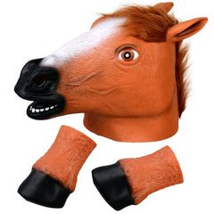 Latex Animal Horse Head Mask Set Dress Up Latex Horse Mask