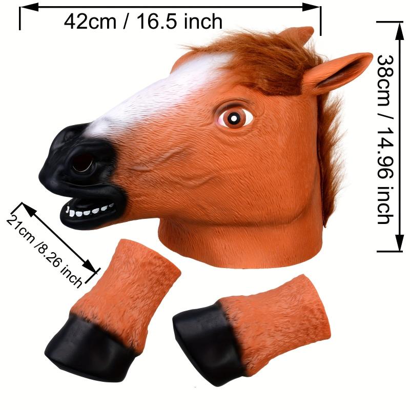 Latex Animal Horse Head Mask Set Dress Up Latex Horse Mask