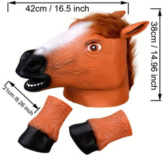 Latex Animal Horse Head Mask Set Dress Up Latex Horse Mask
