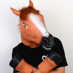Latex Animal Horse Head Mask Set Dress Up Latex Horse Mask