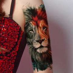 1pc Lion Head Tattoo Sticker Waterproof Simulation Tattoo
