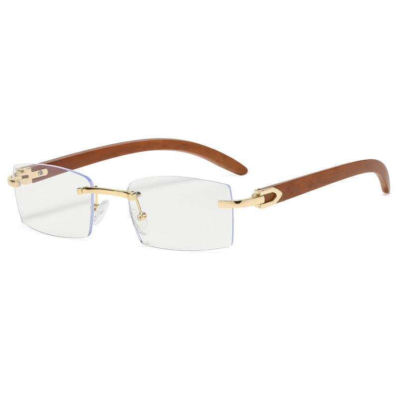 Men's Rimless Ocean Piece Clear Sunglasses with Diamond Trim