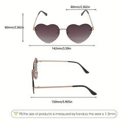 Heart Lens Metal Leg Sunglasses for Beach Holiday