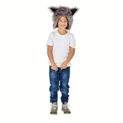 Men's Plush Wolf Animal Hood Furry Hat Halloween Costume