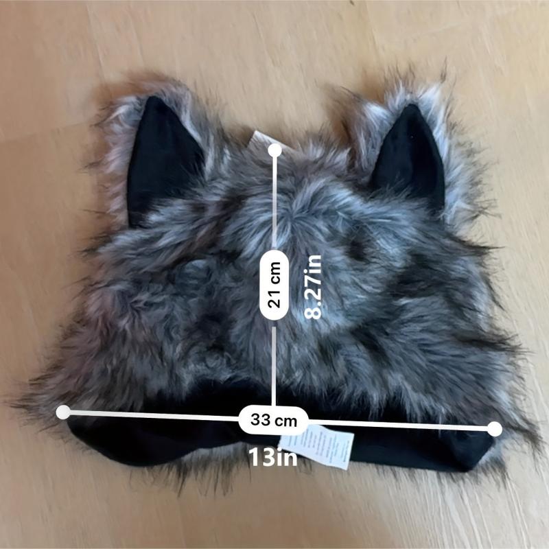 Men's Plush Wolf Animal Hood Furry Hat Halloween Costume