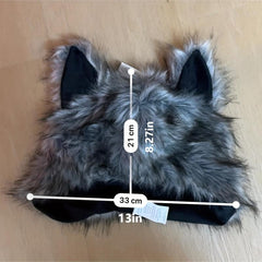 Men's Plush Wolf Animal Hood Furry Hat Halloween Costume