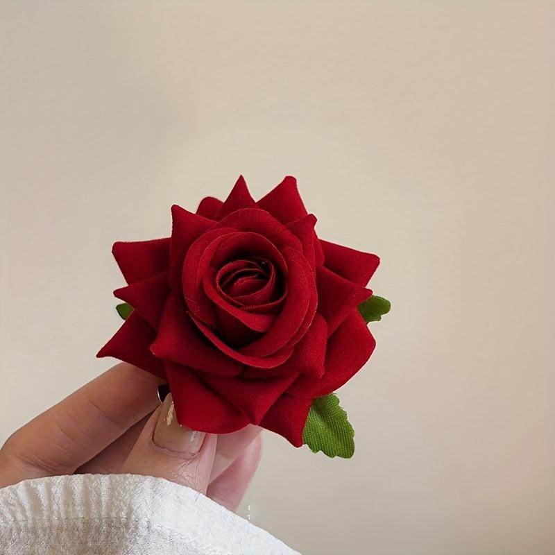 Retro Red Flower Hair Clip Special Hairpin Decorative Hair Accessories