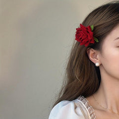 Retro Red Flower Hair Clip Special Hairpin Decorative Hair Accessories