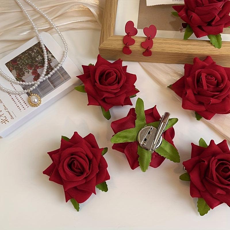 Retro Red Flower Hair Clip Special Hairpin Decorative Hair Accessories