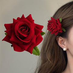Retro Red Flower Hair Clip Special Hairpin Decorative Hair Accessories