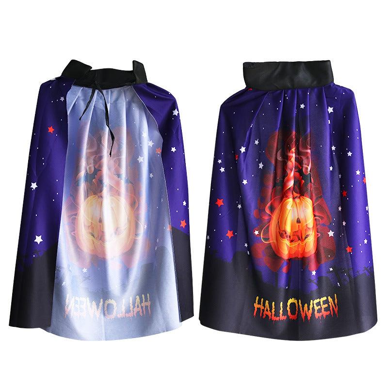 Halloween Cloak Pumpkin Ghost Pattern Death Cape Makeup Costume Props