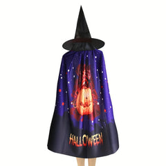 Halloween Cloak Pumpkin Ghost Pattern Death Cape Makeup Costume Props