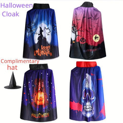 Halloween Cloak Pumpkin Ghost Pattern Death Cape Makeup Costume Props