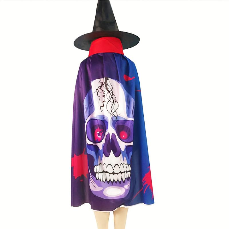 Halloween Cloak Pumpkin Ghost Pattern Death Cape Makeup Costume Props