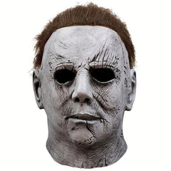 Men's Latex Christmas Mask Gray Face Head Cover Cosplay Dress Up Party Mask