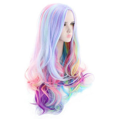 Long Curly Rainbow Wig for Music Festivals Themed Parties Weddings Concerts