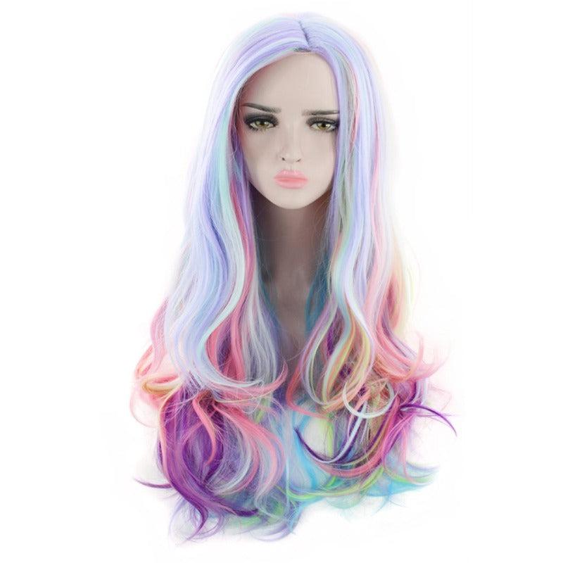 Long Curly Rainbow Wig for Music Festivals Themed Parties Weddings Concerts