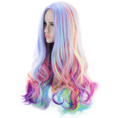 Long Curly Rainbow Wig for Music Festivals Themed Parties Weddings Concerts