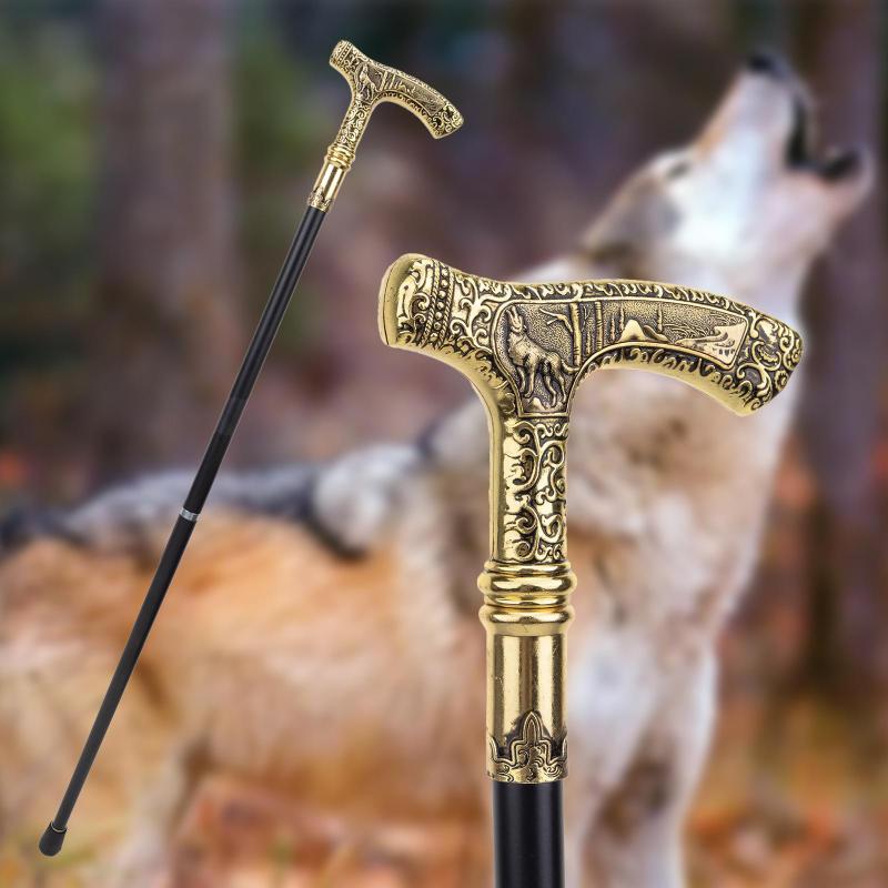 Wolf Handle Pattern Walking Stick Cosplay Cane Crosier