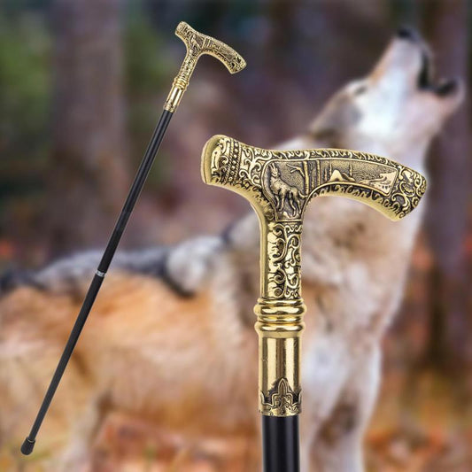 Wolf Handle Pattern Walking Stick Cosplay Cane Crosier