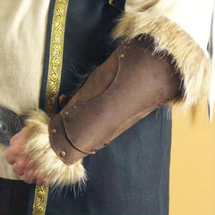 Men's Medieval Leather Fur Wristbands Halloween Arm Costume Props