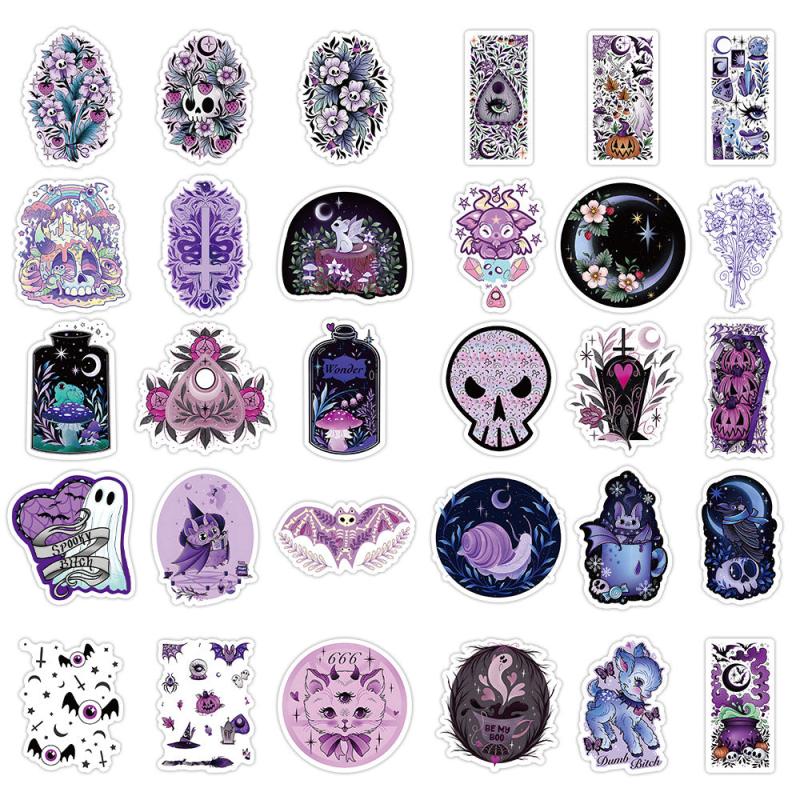 50pcs Halloween Unrepeatable Ghost Skull Stickers