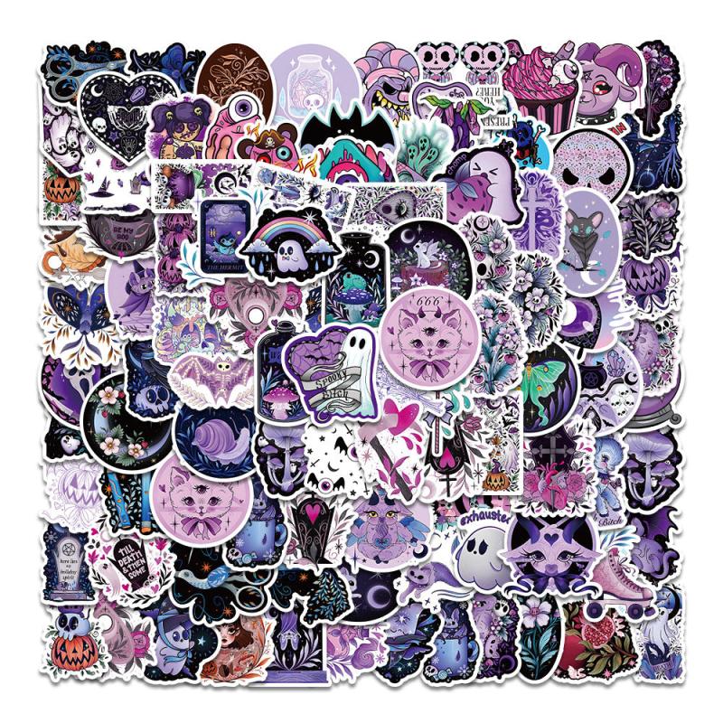 50pcs Halloween Unrepeatable Ghost Skull Stickers