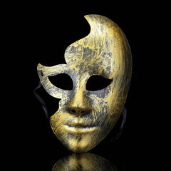 Vintage Golden & Silver Rhinestones Half Face Masquerade Mask
