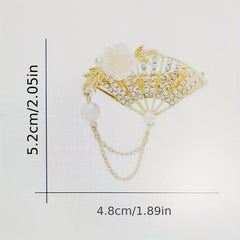 Vintage Fan & Flower Hairpin Rhinestone & Faux Pearl Hair Accessories