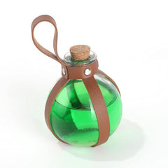 2Pcs Witch And Wizard Magic Potion Glass Bottles In Leather Case