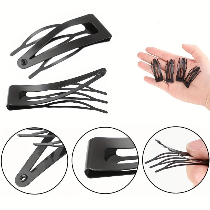 Double Grip Barrettes Metal Snap Buttons Hairpin - Salon Supplies