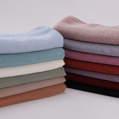 Chiffon Silvery Wire Pleated Long Scarf