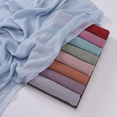 Chiffon Silvery Wire Pleated Long Scarf