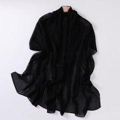 Chiffon Silvery Wire Pleated Long Scarf