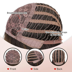 Light Brown Wig with Bangs Long Layer Heat Resistant Synthetic Natural Look