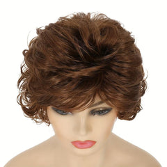 Short Grey Wavy Wig for Women Fluffy Layered Halloween Cosplay Wig