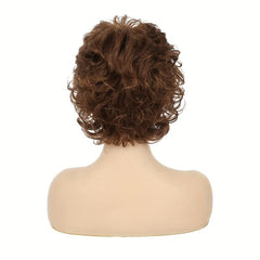 Short Grey Wavy Wig for Women Fluffy Layered Halloween Cosplay Wig